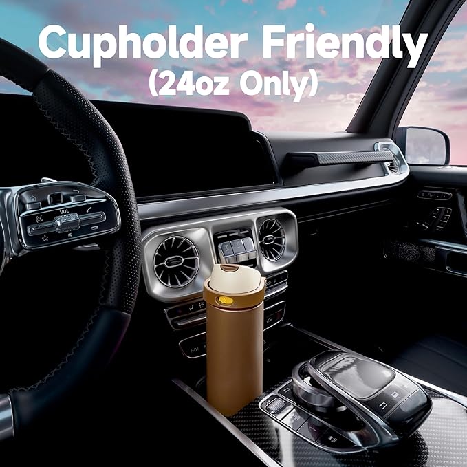 24 oz Insulated Water Bottle with Straw: Meoky Stainless Steel Metal Water Bottle with 2-in-1 Lid - Leak Proof, Cold for 24 Hours, Fits in Car Cup Holder, BPA-Free for Travel Sports Gym, Cocoa