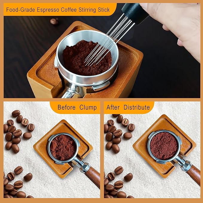 58mm Espresso Accessories Kit, 4 PCS 58mm Coffee Distributor Espresso Coffee Tamper Leveler with WDT Tool, Dosing Funnel and Espresso Puck Screen for Bottomless Portafilter (58mm)