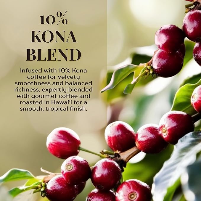 ROYAL KONA COFFEE - Medium Roast Ground Coffee, Vanilla Macadamia Flavor, 8 Ounce