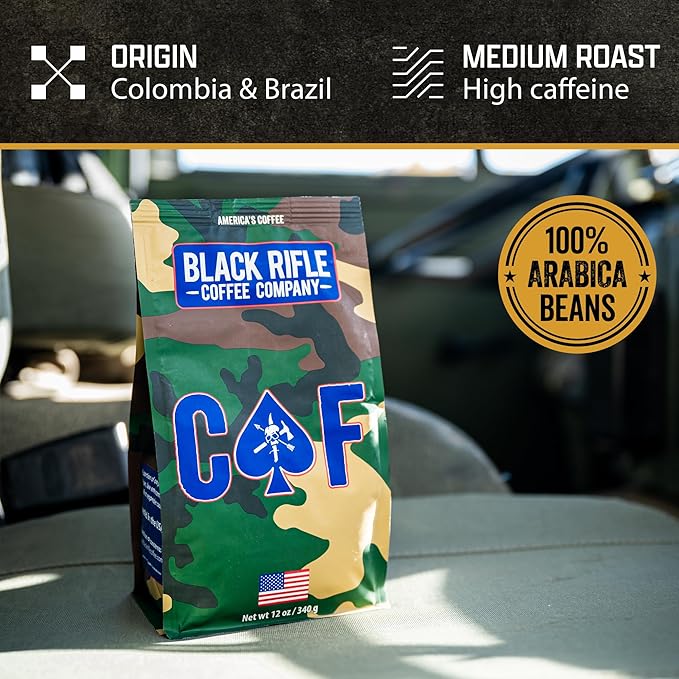 Black Rifle Coffee Company CAF, 5 lb Bag, Ground Coffee Medium Roast - Roasted Blend Made from Arabica Beans - Colombian & Brazilian Beans - Veteran Founded & American Made