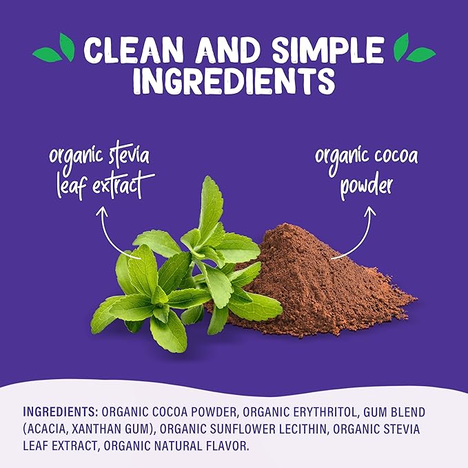 Pyure Organic Sugar Free Chocolate Drink Mix | Low Carb Chocolate Milk Powder with Cocoa | Keto, Vegan, Gluten-Free, Plant-Based | 1 Net Carb, Zero Sugar, Non-GMO, USDA Organic | 7.23 oz
