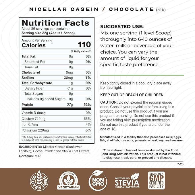 Muscle Feast Grass Fed Micellar Casein Protein Powder, Pasture Raised & Hormone Free, Slow Digesting Casein Protein - Supports Overnight Muscle Recovery, Gluten Free Protein Powder - Chocolate, 4lb