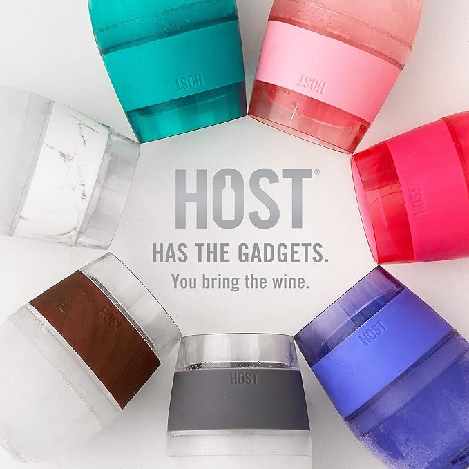 Host Wine Freeze Cooling Cups, Plastic Wine Glasses for Red and White Wines, Double Wall Insulated Freezable Drink Chilling Tumbler, Champagne Gifts for Women, 8.5 oz, Set of 4, Assorted Colors