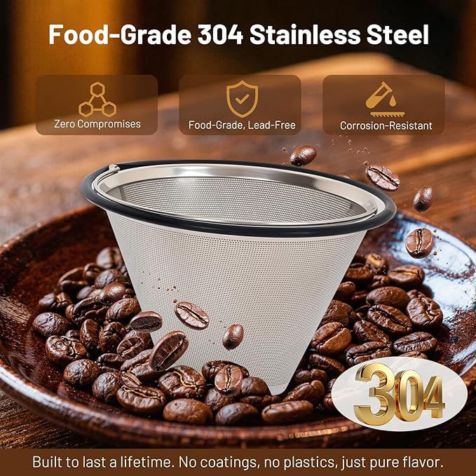 Reusable Stainless Steel Coffee Filter for Moccamaster KBGV KBT, Compatible with Technivorm Models 53935, 53949, 79318, Dishwasher Safe & Eco Friendly
