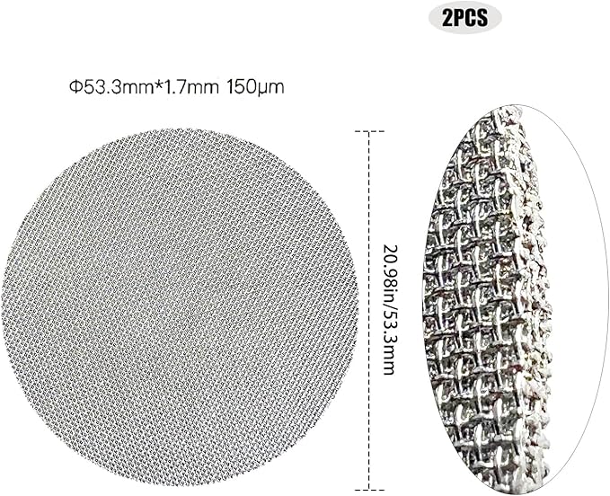 2 Pack 53.3mm Espresso Puck Screen, Reusable Coffee Filter Screen for Portafilter Filter Basket, 1.7mm Thickness 150μm 316 Stainless Steel, Compatible with Espresso Machine