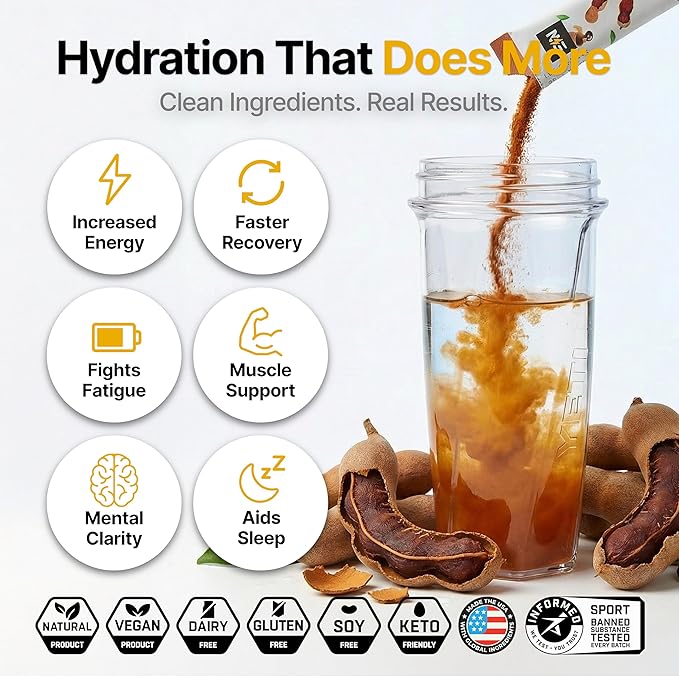 Engineered Nutrition Sugar-Free Electrolyte Powder Packets - Tamarind Flavor - Keto Hydration Packets w/Magnesium, Potassium & Sodium - Zero Calorie, Vegan, Non-GMO, Gluten-Free - 18 Single Servings