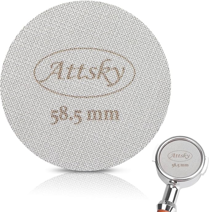 Attsky 58.5mm Espresso Puck Screen, Espresso Filter for 58mm Portafilter Filter Basket, Reusable Espresso Screen with 1.7mm Thickness 150μm 316 Stainless Steel