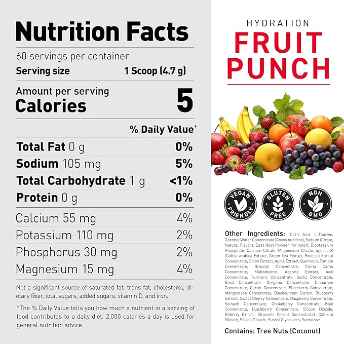 KAGED Daily Hydration | 5 Key Electrolytes | Sugar Free | Coconut Water | 60 Servings