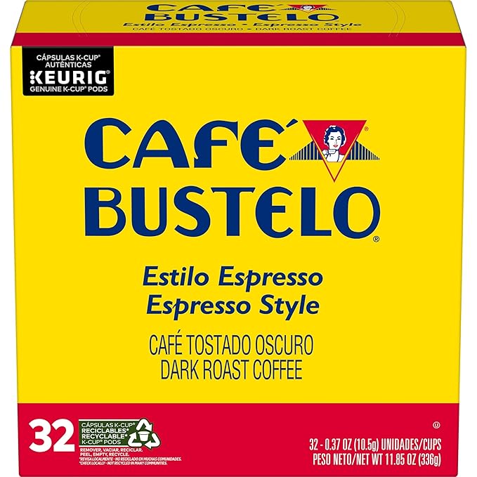 Café Bustelo Espresso Style, Dark Roast Coffee, Keurig K-Cup Pods, 32 Count Boxes (Pack of 4)