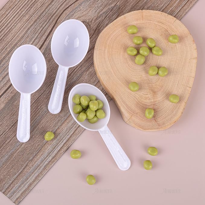 AUEAR, 5 Pack White Tablespoon Coffee Scoop Plastic Measuring for Fruit Powder Seed Spices
