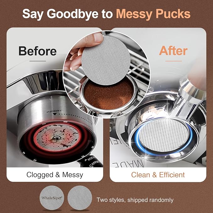 51mm Bottomless Portafilter with Puck Screen, 3 Ears Stainless Steel Head, Compatible with CASABREWS CM5418, 3700Essential, 3700Gense Espresso Machines, Includes 304 Stainless Steel Filter Basket
