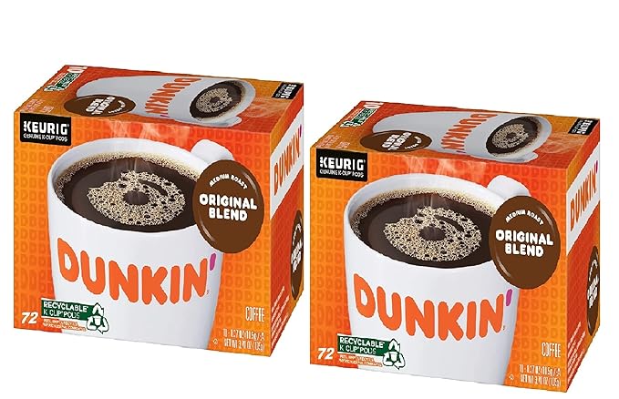 Dunkin Donuts Original Blend, Medium Roast Coffee K Cups - 144 Count