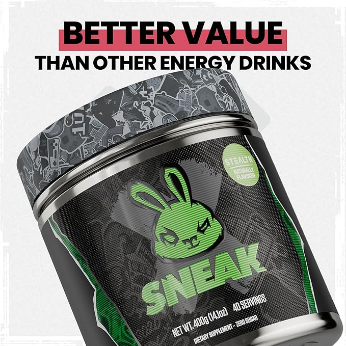 SNEAK Energy Drink Powder | Stealth | No Sugar. No Nasties. Just Natural Caffeine, Focus-Boosting Nootropics | 40 Servings