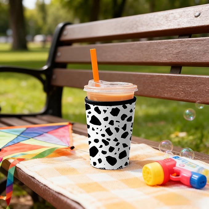 Cow Print Iced Coffee Sleeve Set of 3 Fits 16oz 24oz 30oz Cups Insulated Reusable Coffee Sleeve for Daily Use and Gifts