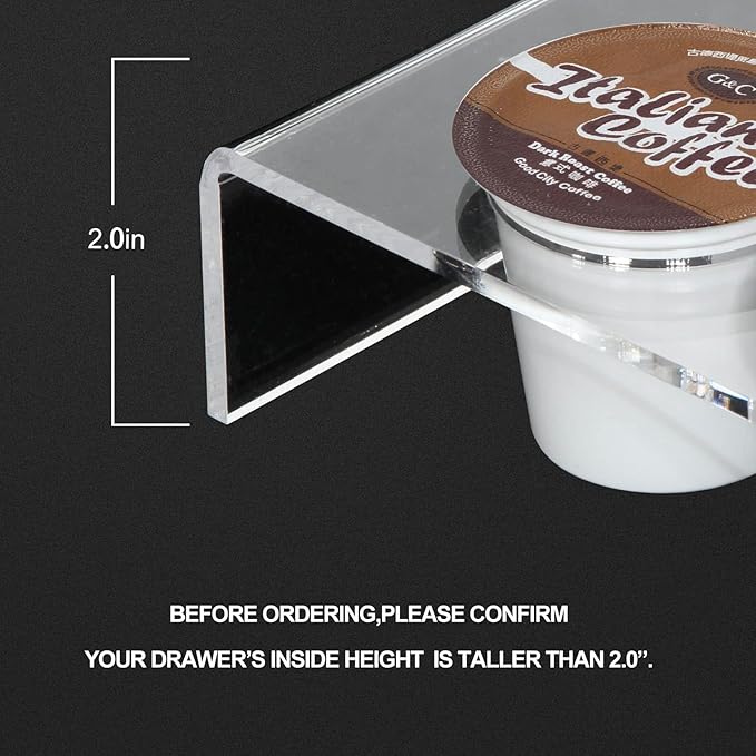 K Cup Coffee Pods Holder for 24 Pods, Clear Arcylic K Cup Coffee Organizer Tray for Drawer or Countertop Storage in Office and Kitchen