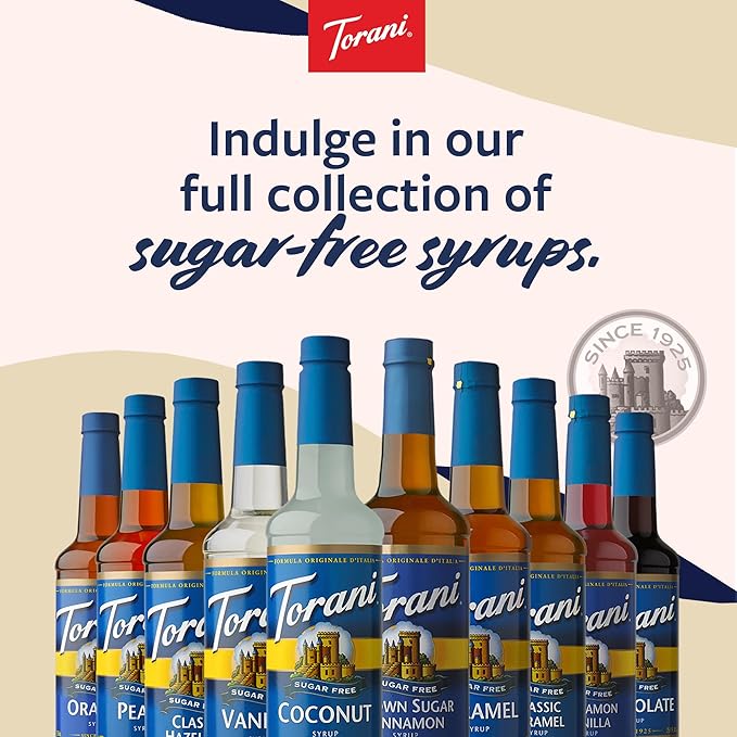 Torani Sugar Free Syrup Variety 3-Pack, Strawberry, Raspberry, and Vanilla, Zero-Calorie Syrups for Drinks, Pumps Included, 25.4 Oz Ea