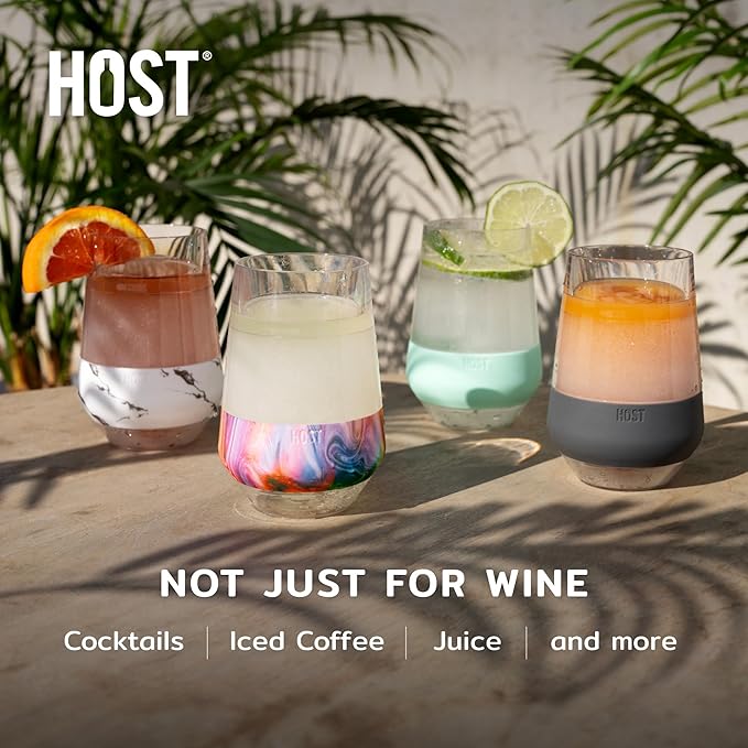 HOST Freeze XL Cooling Cup in Double Walled Insulated Freezable Drink Chilling Tumbler with Freezing Gel, 12 Ounces - Set of 4