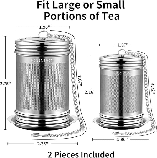 2 Pack Reusable Tea Steeper Extra Fine Mesh Tea Infuser Stainless Steel Tea Strainer for Loose Leaf Tea