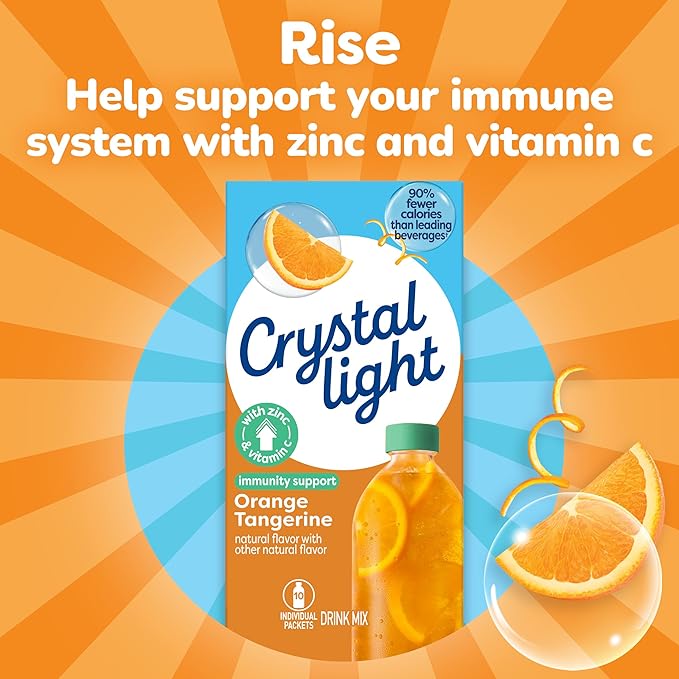 Crystal Light Immunity Support Orange Tangerine natural flavor with other natural flavor Powdered Drink Mix, .07 oz Packets, 10 per Box