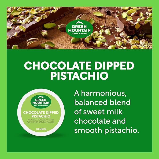 Green Mountain Coffee Roasters Chocolate Dipped Pistachio, Single-Serve Keurig K-Cup Pods, 6 Boxes of 10 (60 Count Total)