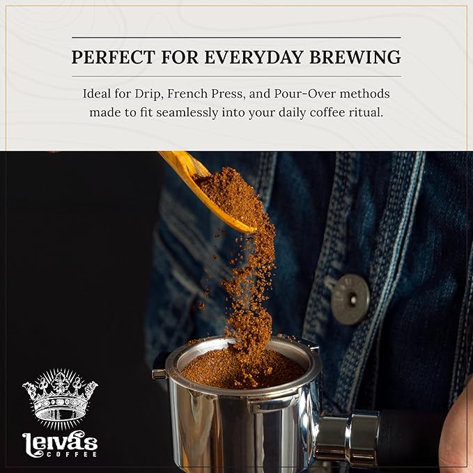 Leiva’s Dark Roast Ground Coffee (8 Oz) – Roasted to Order, Small Batch Guatemalan Beans – Abuelo Fuerte Coffee Grounds w/Chocolate & Caramel Notes – Dark Roast for Drip & French Press Brews