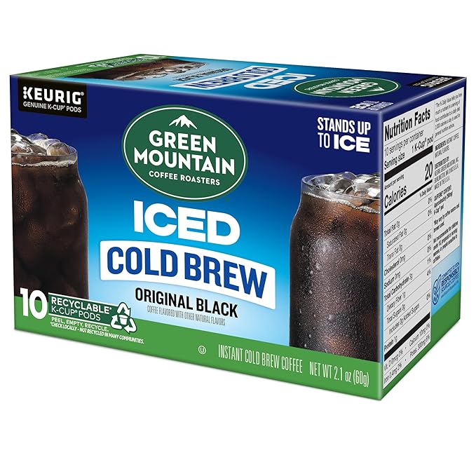 Green Mountain Coffee Roasters Original Black Iced Cold Brew Coffee, Single Serve Keurig K-Cup Pods, 60-Count Box (6 Packs of 10)