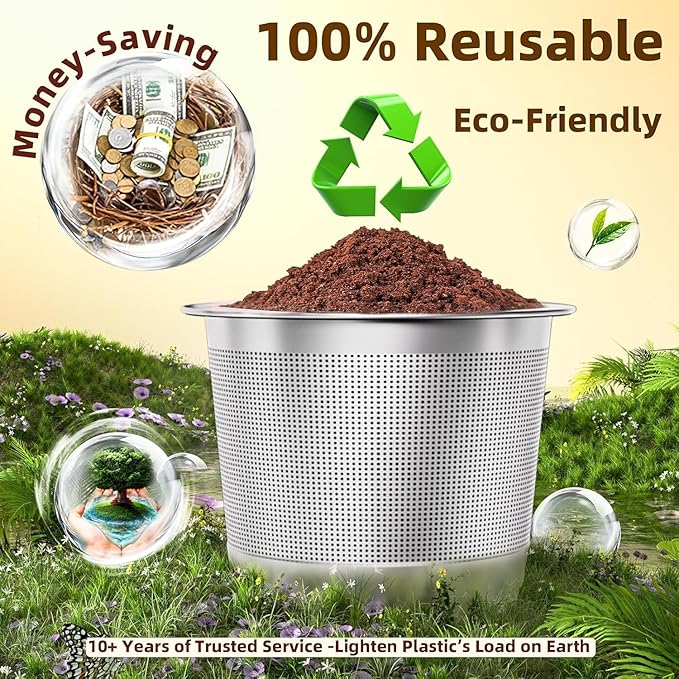 1 Pack Reusable K Cups Coffee Pods for Keurig 1.0: Stainless Steel Reusable Coffee Pods for Keurig Coffee Pods Reusable, BPA-Free, SUS 304‌, Scoop, Heat Resistant Handles