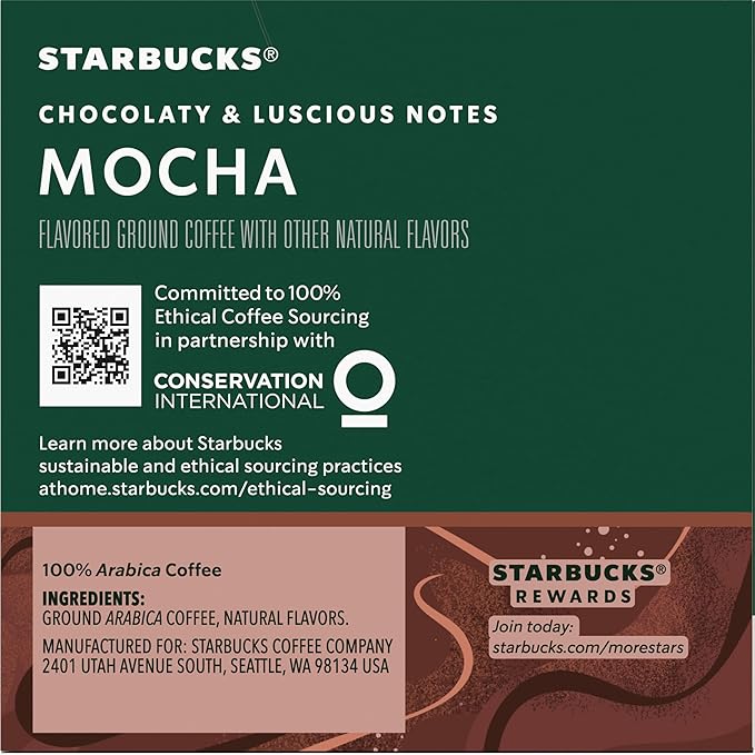 Starbucks Flavored Coffee K-Cup Pods, Mocha Flavored Coffee, Made without Artificial Flavors, Keurig Genuine K-Cup Pods, 10 CT K-Cups/Box (Pack of 3 Boxes)