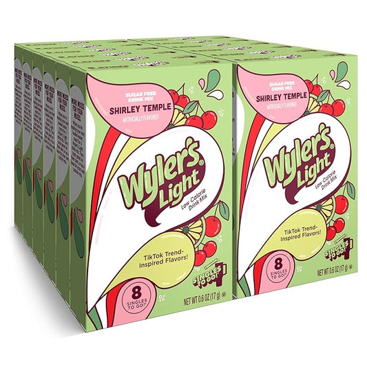 Wyler's Light Singles To Go Powder Packets, Water Drink Mix, Watertok Shirley Temple, 96 Servings, 8 Count x Pack of 12