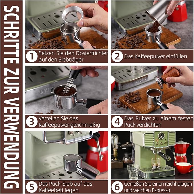 58mm WDT Tool Espresso Accessories Kit,GdHaHSP Dosing Funnel and Puck Screen Set,Espresso Stirrer Distribution Tool,Espresso Whisk for espresso tools