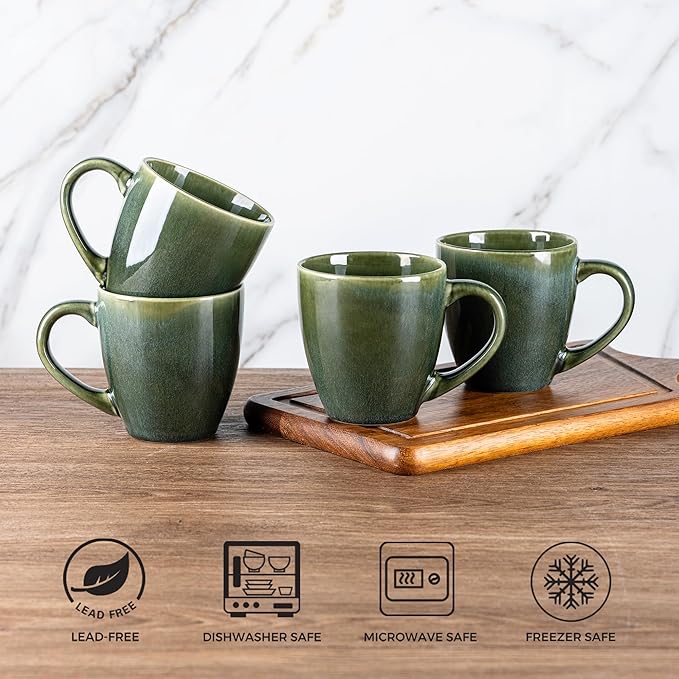 GBHOME Ceramic Coffee Mugs Set of 6, 12oz Stoneware Coffee Mugs Set For Dad Mom Women MEN, Light Weight Coffee Cups for Latte/Tea/Beer/Hot Cocoa, Dishwasher & Microwave Safe