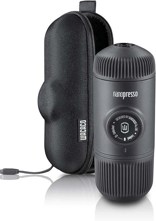 Wacaco Nanopresso Portable Espresso Maker bundled with Nanopresso Protective Case, Upgrade Version of Minipresso, 18 Bar Pressure, Extra Small Travel Coffee Maker, Manually Operated