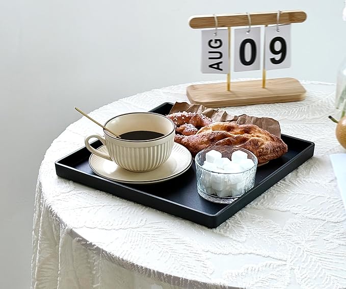 Black Square Tray 11 Inch - 3 Pack Organizer Decorative Tray for Bathroom Vanity, Coffee Table, Dresser & Kitchen Countertop - Black Catch-All Tray for Home Decor, Jewelry, Makeup & Snacks