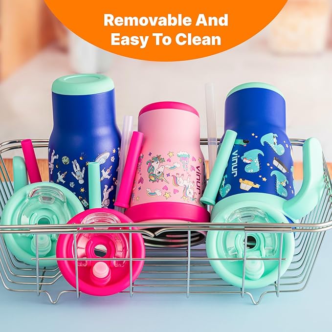 VINUR 17 oz Tumbler for Kids-Stainless Steel Double Wall Vacuum Insulated Tumbler with Handle, Leak Proof Water Cup with Lid and Straw (Astronaut)
