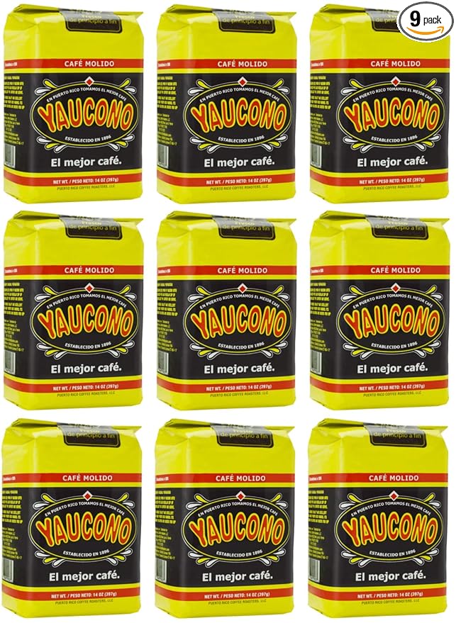 Yaucono Ground Coffee Bagged, 14 Ounce (Pack of 9)