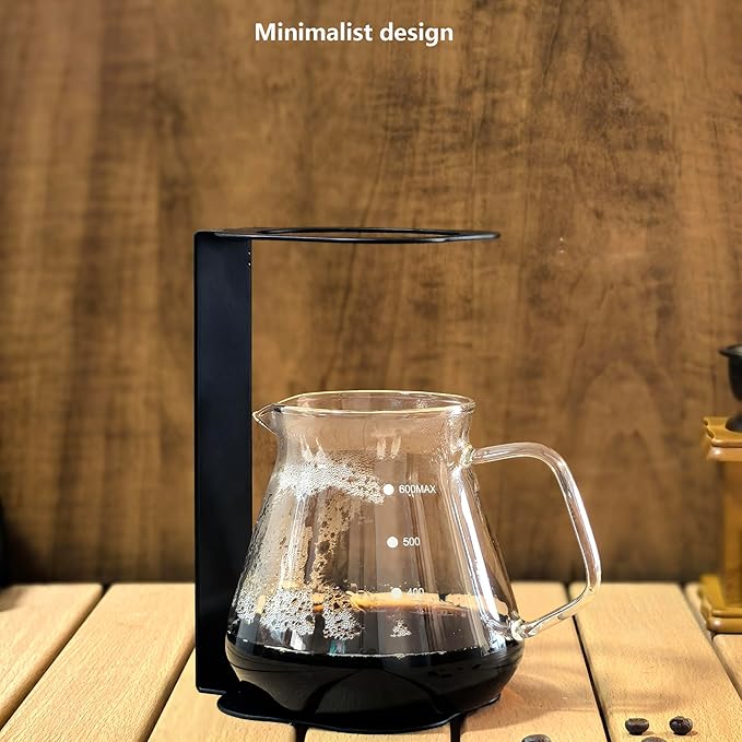 Pour Over Coffee Station Coffee Dripper Stand Stainless Steel (Black Rounded Square)