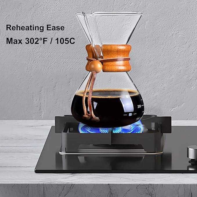Pour Over Coffee Maker with Stainless Steel Filter, Pour Over Coffee,Pour Over Coffee Dripper, 13.5 OZ, Drip Coffee Maker, High Heat Resistant Carafe, also for Camping, Hiking