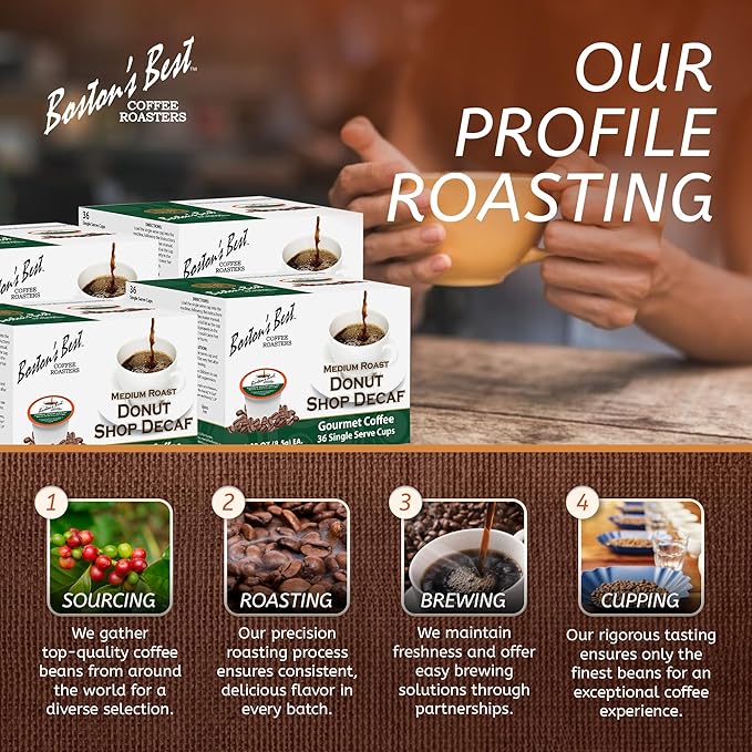 Boston’s Best - Hearty Donut Shop Decaf Medium Roast Coffee, Delicious Gourmet Compatible with Keurig Coffee Maker - 144 Count (Pack of 1)