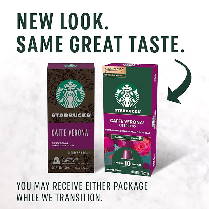 Starbucks by Nespresso Original Line, Caffè Verona, Dark Roast Coffee, 50-count Espresso Pods