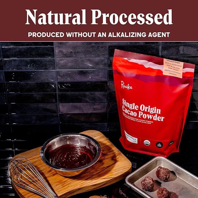 Raaka Chocolate Organic Cacao Powder - Unsweetened, Non-Alkalized, Perfect for Baking, Substitute for Cocoa Powder - Gluten-Free, Soy-Free, Sugar-Free, Allergen-Friendly - 2LB Resealable Bag