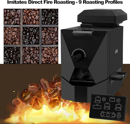 500g Coffee Roaster, Automatic Coffee Bean Roaster, Coffee Roaster Machine, Smokeless for Home Use, Commercial Cafe, Built-in Smoke Filter, Coffee Bean Cooler, Chaff Collector