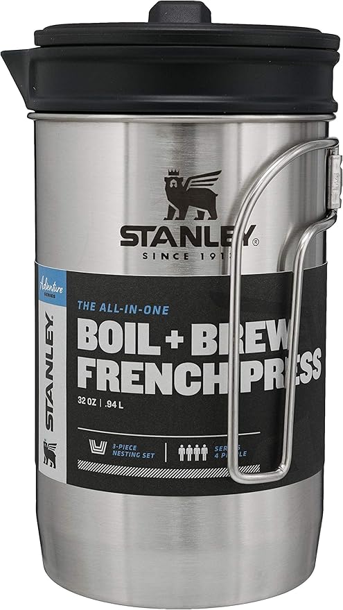 STANLEY All In One French Press Coffee Maker 32 oz | 5 Minute Brew, 4 Hours Hot | Mesh Filter for Coffee Grounds | Insulated Stainless Steel French Press | BPA-Free | Stainless
