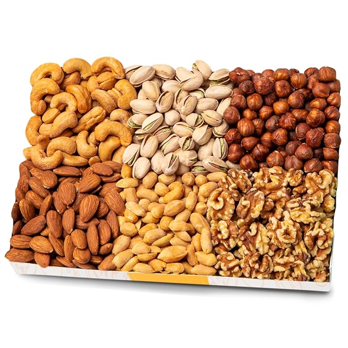 Nuts.com Nuts Assortment Tray – Mixed Nut Sampler Box for Winter, Valentine's Day and Festive Gifts – 2 lb Care Package Includes a Heart Healthy Variety of Cashews, Pecans, Pistachios & More