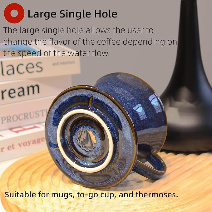 Ceramic Coffee Dripper includes 50 Filters 01 Pour Over Coffee Maker Porcelain V Hand Brewed Set Pottery Artisanal Drip Brew Barista Gift 1 Cup for Single People Travel Camping Office Home