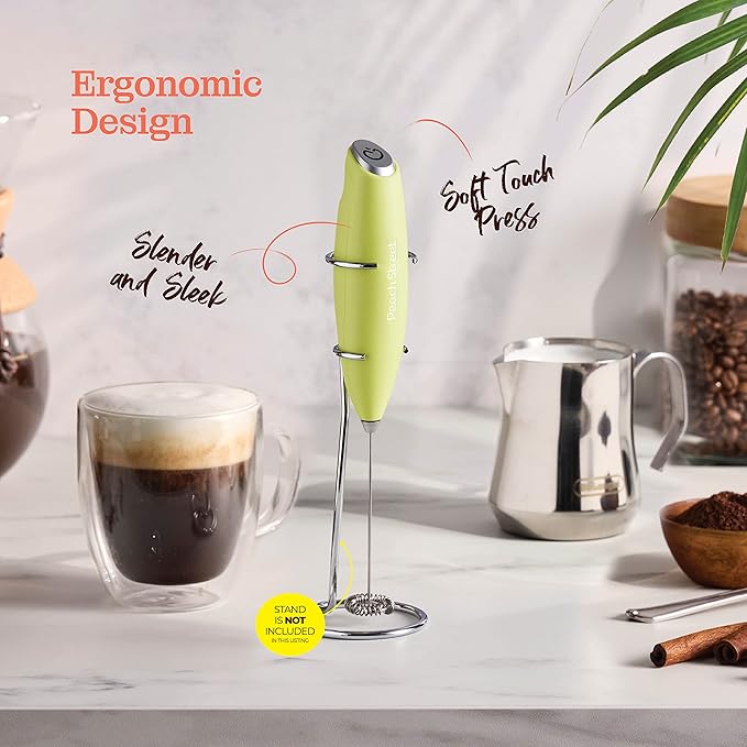 Powerful Handheld Milk Frother, Mini Milk Foamer, Battery Operated (Not included) Stainless Steel Drink Mixer for Coffee, Lattes, Cappuccino, Frappe, Matcha, Hot Chocolate.