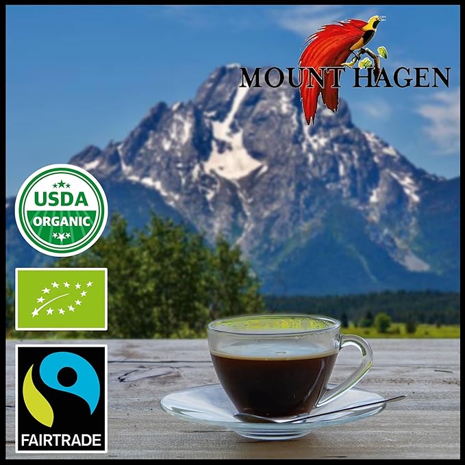 Mount Hagen 3.53oz Organic Freeze Dried Instant Coffee - 2 pack | Eco-friendly Coffee Made From Organic Medium Roast Arabica Beans | Fair-Trade Coffee Instant [2 x 3.53oz Jar]