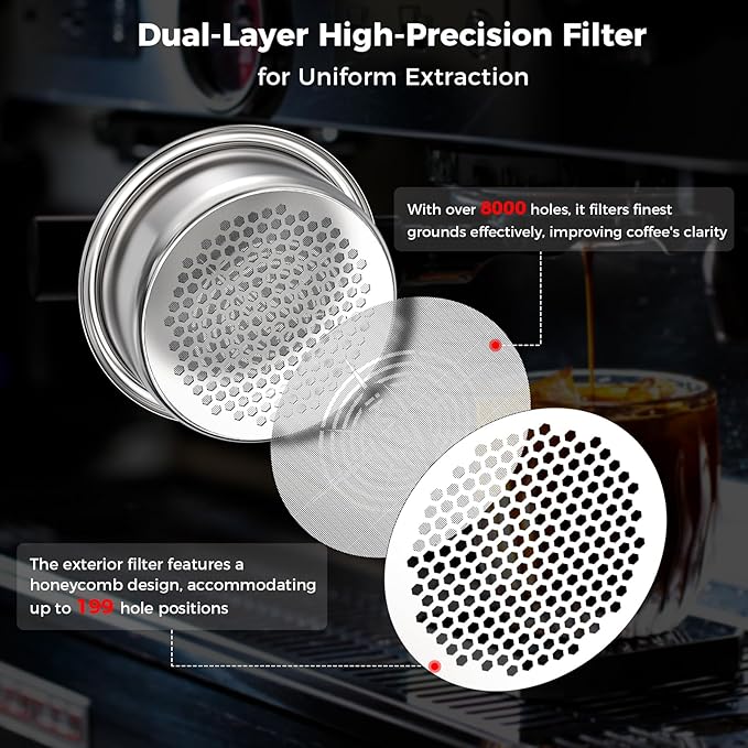IKAPE Espresso 54mm Portafilter, Coffee Portafilter with Silicone Handle, Fits 54mm Breville Barista Series BES870/878/880 Machine & Solis Barista Machines, with 16g Capacity Filter Basket