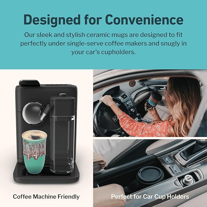 NOVA CERAMICS Travel Mug On the Go Coffee Tumbler Microwave & Dishwasher Safe Green Tumbler - Gifts For Women Men Him Her 16oz Nebula