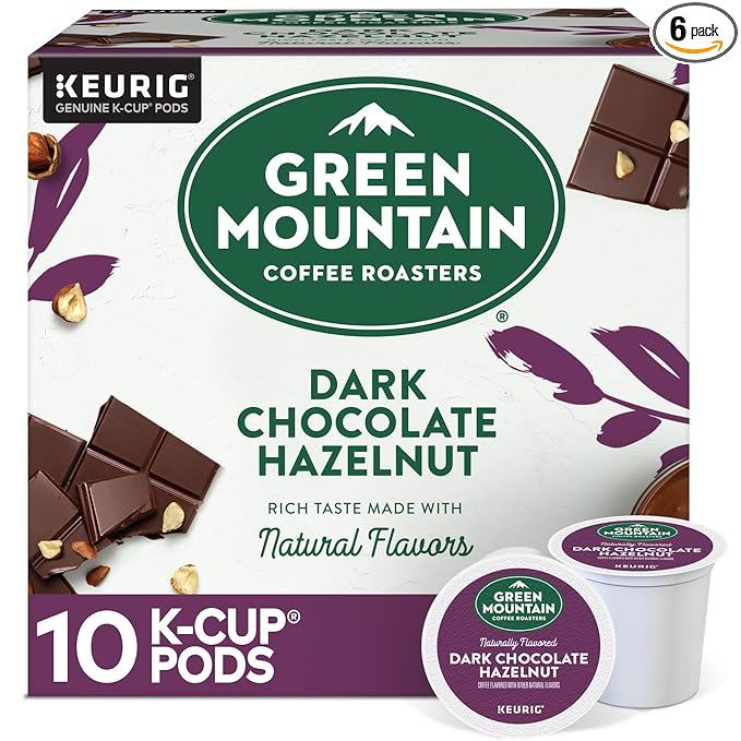 Green Mountain Coffee Roasters Dark Chocolate Hazelnut Coffee, Keurig Single Serve K-Cup Pods, 72 Count (6 Packs of 12)