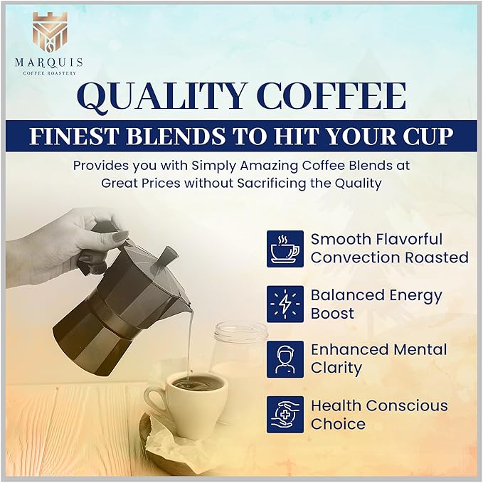 Marquis - Ethiopian Yirgacheffe Coffee Beans, Rich and Bold Whole Bean, Fresh Medium Roast Beans with a Fruity Flavor, Premium Ethiopian Coffee, 2 lb